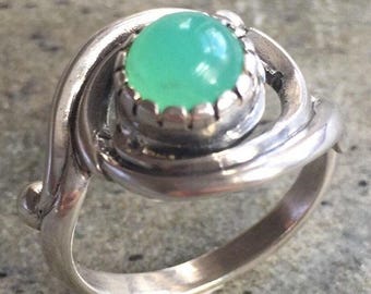 Chrysoprase Ring, Natural Chrysoprase, Australian Chrysoprase, Vintage Ring, May Birthstone, Real Chrysoprase, Vintage Ring, Rare By Adina