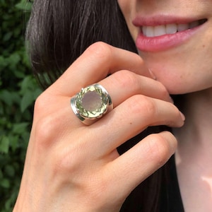 Lemon Quartz Ring, Natural Lemon Quartz, Statement Ring, Yellow Diamond Ring, Vintage Ring, Antique Ring, Solid Silver Ring, Lemon Quartz