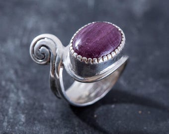 Natural Ruby Ring, Red Gemstone Ring, July Birthstone, Vintage Ring, Statement Ring, Artistic Silver Ring, Solid Silver Ring, Adina Stone