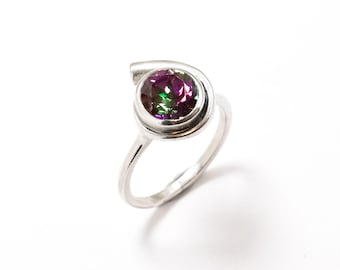 Mystic Topaz Ring, Infinity Ring, Round Topaz Ring, Purple Gemstone Ring, Artistic Topaz Ring, Vintage Topaz Ring, Rare by Adina