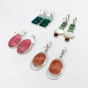 Statement Earrings, Unique Gemstone Earrings, Long Rhodochrosite Earrings, Large Stone Earrings, Heavy Earrings, Heirloom Silver Earrings