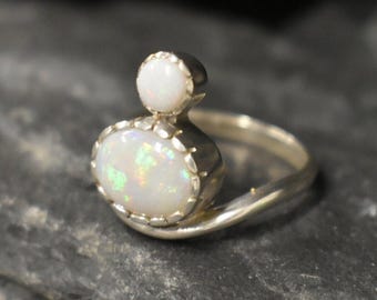 Real Opal Ring, Natural Opal Ring, October Birthstone, Asymmetric Ring, Vintage Opal Ring, Australian Opal Ring, Opal Ring, 925 Silver Ring