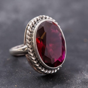 Ruby Ring, Created Ruby, Large Ruby Ring, Statement Ring, Red Ring, Vintage Ruby Ring, Large Victorian Ring, Vintage Silver Ring, Ruby