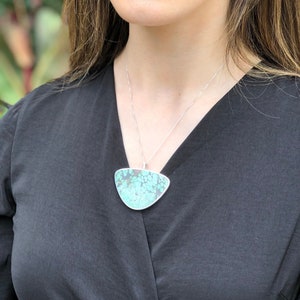 Turquoise Pendant, Triangle Pendant, Natural Turquoise, Arizona Turquoise, Statement Pendant, Large Pendant, Vintage Turquoise Pendant image 6