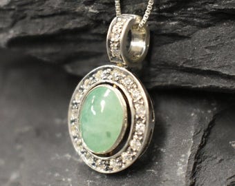 Emerald Pendant, Natural Emerald, May Birthstone, Victorian Pendant, Green Pendant, Emerald Necklace, Vintage Pendant, Solid Silver Pendant