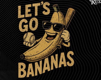 Vintage Let’s Go Bananas Png Softball Baseball Funny Banana Humor Png PNG, Tropical Fruit Pun Design for Cricut, Cute Summer Clipart for DIY