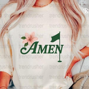 Women's Christian T-Shirt with Amen Graphic, Floral Touch, Casual Faith-Based Apparel, Trendy Religious Outfit