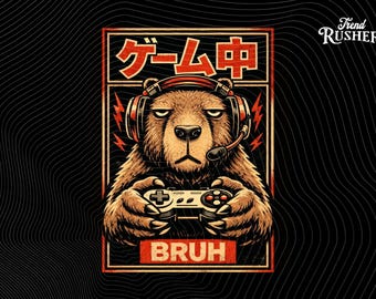 Capybara Gamer Bruh PNG: Funny Gaming Meme Design for Men Boys Teens, Instant Digital Download