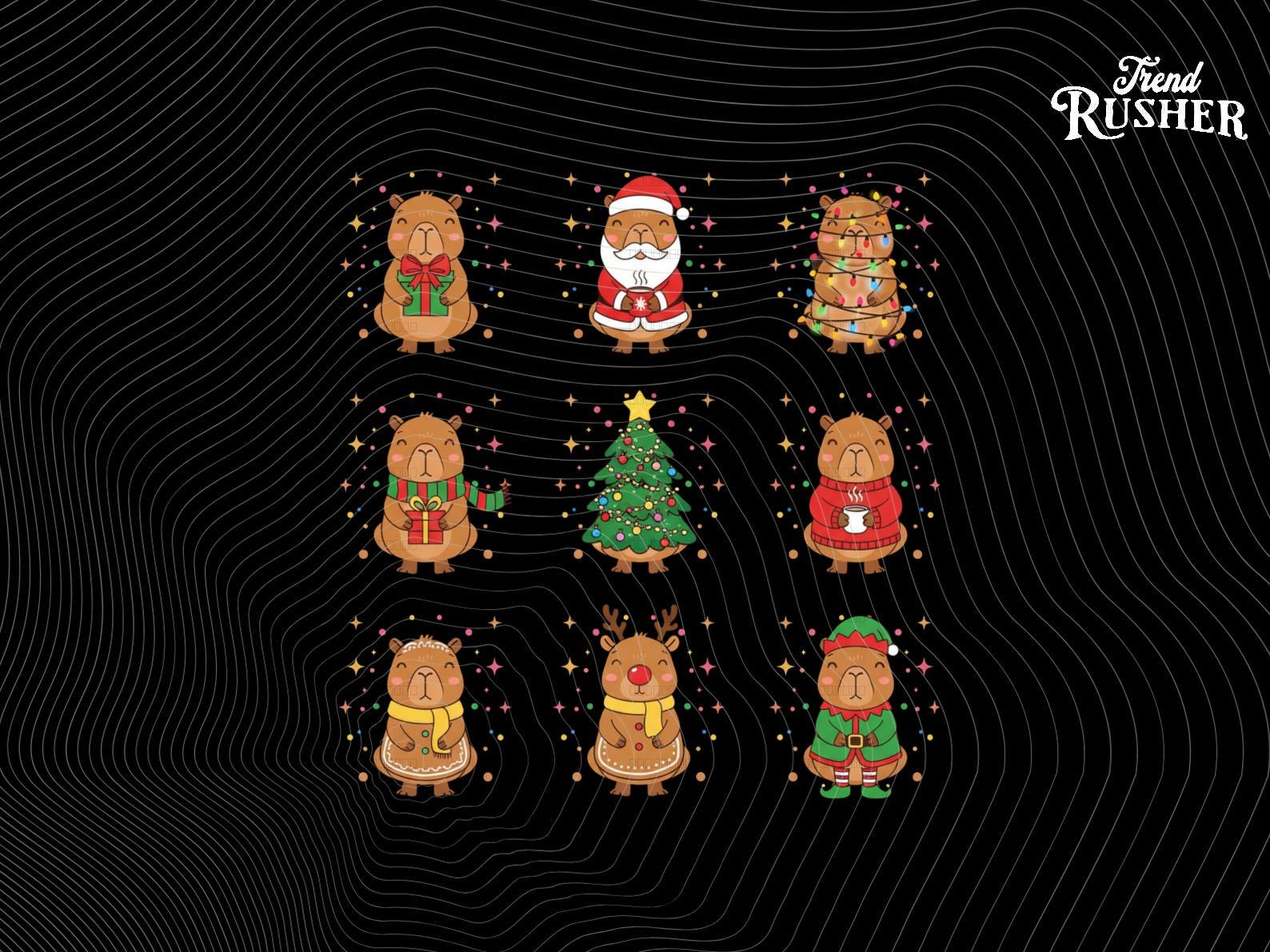 Cute Capybara Christmas Png PNG, Holiday Capybara Cricut File, Funny ...