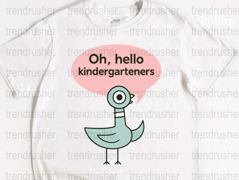 Cute Bird T-Shirt, 'Oh, Hello Kindergarteners' Fun Graphic Tee, Unisex White Kids Shirt, Trendy Casual Apparel for Children