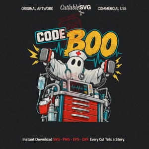 Code Boo Crew Nurse Funny SVG PNG Ghost Halloween Nurse Cricut Svg Cut File Digital Download