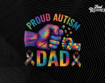 Proud Autism Dad Png Autism awareness message Png, Supportive father design clipart Design autism dad png, puzzle ribbon