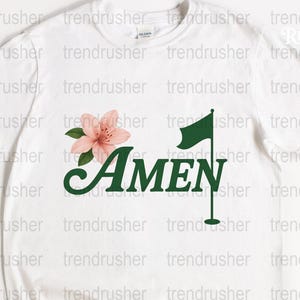 White T-Shirt with Floral Amen Design, Trendy Graphic Tee, Casual Christian Apparel, Gift Idea