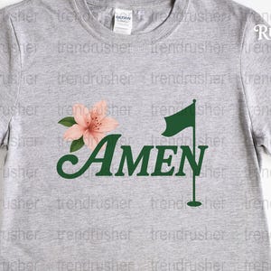 Grey Religious T-Shirt with Amen and Flower Graphic, Unisex Christian Faith Tee, Casual Spiritual Apparel for Men and Women