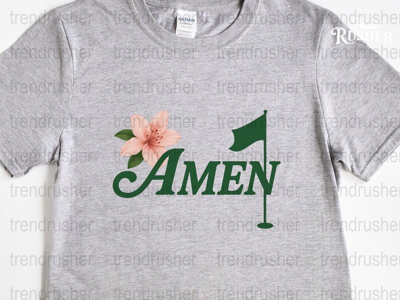 Grey Religious T-Shirt with Amen and Flower Graphic, Unisex Christian Faith Tee, Casual Spiritual Apparel for Men and Women