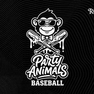 Party Animals Baseball Monkey PNG | Sports Team Sublimation Design | Game Day Graphic | Digital Download
