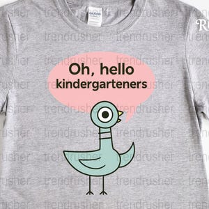 Cute Kindergarteners T-Shirt, Hello Duck Graphic, Boys Girls Grey Tee, Back to School Apparel