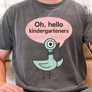 Kindergarten Teacher T-Shirt, Cute Duck Graphic, Hello Kindergarteners, Unisex Grey Tee, Casual Wear, Gift for Teachers