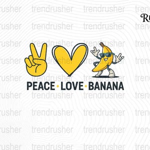 Funny Love Banana Cute Banana Peace Love Banana Png Cute banana couple Png Fruit love cut file Tropical fruit illustration for couples