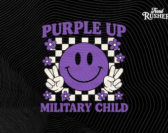 Purple Up For Military Kids Png | Groovy Military Child Month Png | Colorful Support Design | Armed Forces Family Art | Printable Clipart