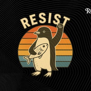 Lustiger Pinguin-Widerstand-Pinguine-Protest gegen Zölle Png Politischer Pinguin Humor Png, Anti-Tarif Marsch Clipart Design