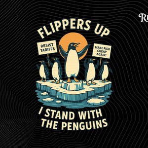 Lustiger Widerstands-Pinguine-Protest gegen Zölle Png Pinguin Einheitszeichen Png, Satirische Anti-Tarif Vibe Clip-Datei