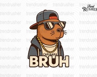 Bruh Capybara Sunglasses Boys Mens Funny Capybara Lover Png Capybara with attitude Png Sunglasses animal cut file Cartoon rodent graphic