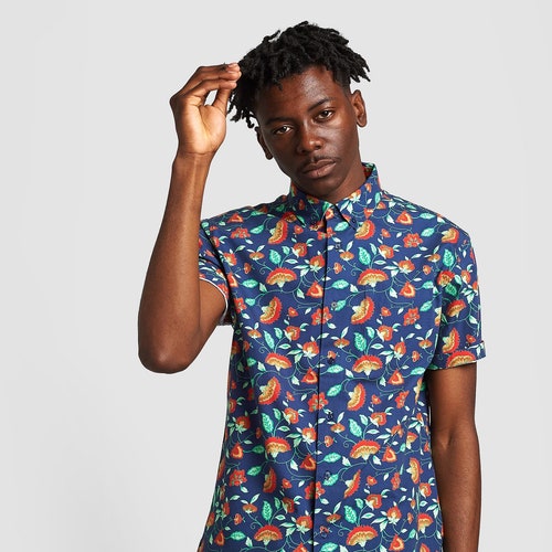 mens short sleeve button down hawaiian shirts