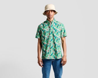 Floral Shirt | Short Sleeve Button Up Shirt | Hawaiian Shirt | Party Shirt | Boyfriend Gift | Vacation Shirt | Casual Shirt | Jungle Fruit