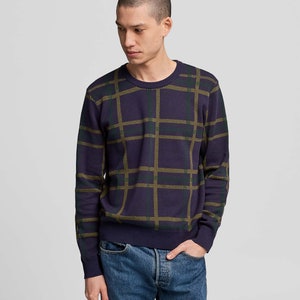 Pull en tricot pour homme Pull à motif Cadeaux de Noël Streetwear homme Cadeau d'hiver Pull vintage Pull Cadeau petit ami Plaid image 1