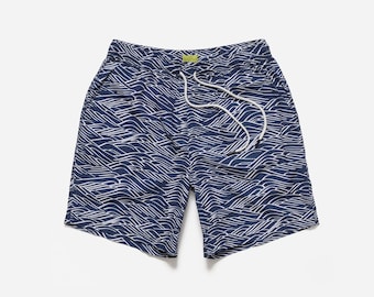 Short imprimé grosses vagues | Short hawaïen | Short de voyage| Short d'été | Short en coton | Short de plage | Short de fête | Cadeaux pour lui