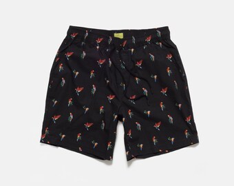 Short imprimé micro perroquets | Short hawaïen | Short de voyage| Short d'été | Short en coton | Short de plage | Short de fête | Cadeaux pour lui