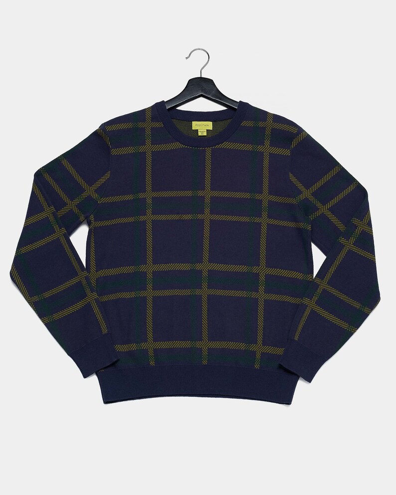 Mens Knit Sweater Patterned Sweater Christmas Gifts Mens Streetwear Winter Gift Vintage Sweater Jumper Boyfriend Gift Plaid zdjęcie 2