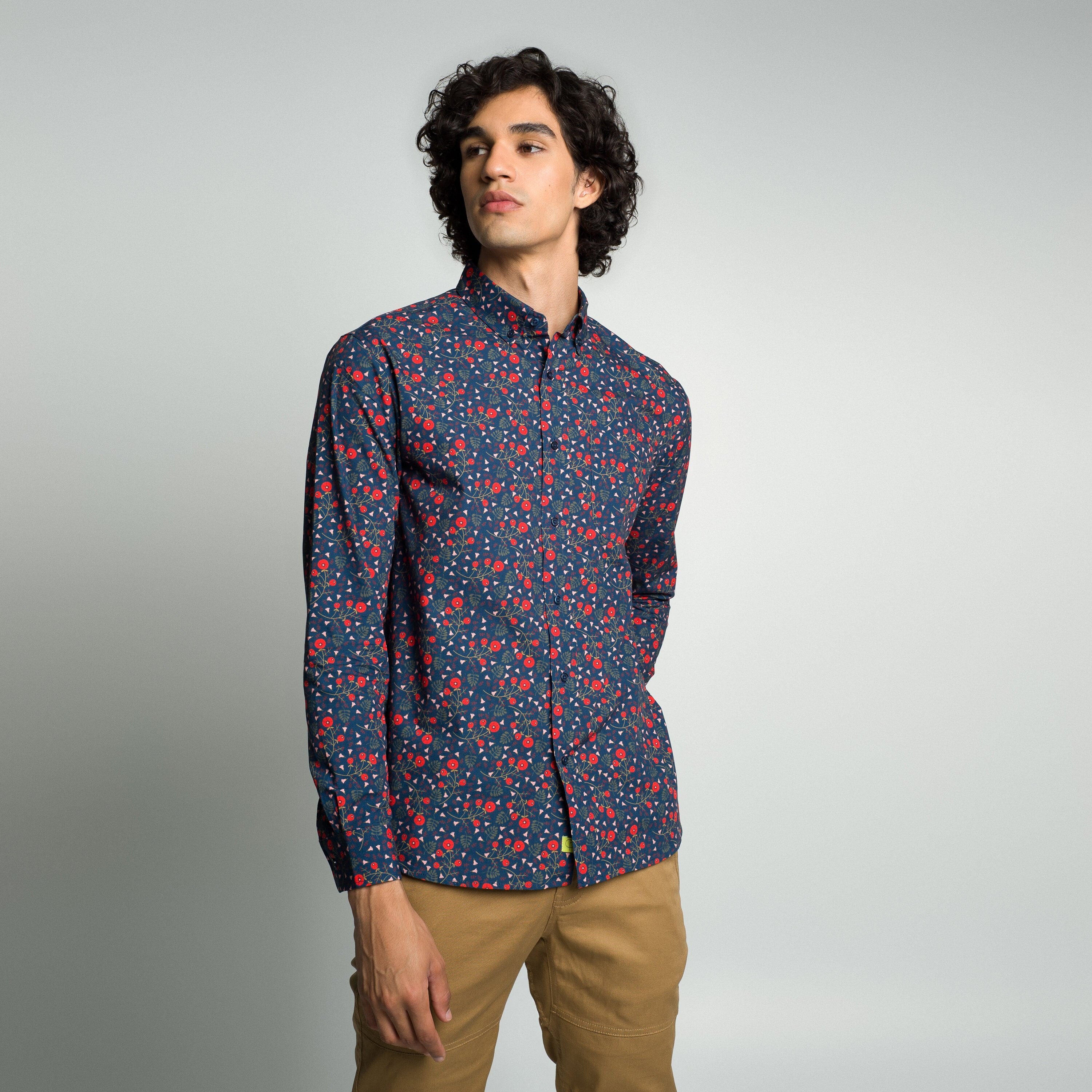 Floral Printed Shirt Long Sleeve Button 