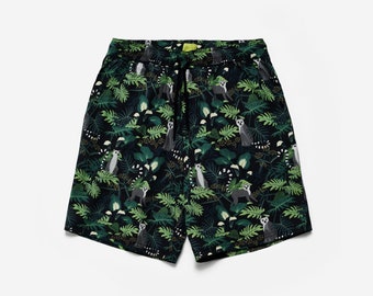 Printed Shorts | Hawaiian Shorts | Travel Shorts| Summer Shorts | Cotton Shorts | Beach Shorts | Party Shorts | Gifts For Him | Lemurs Print