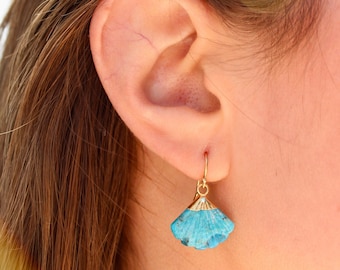 Crystal Fan Earrings • Turquoise • Laced Quartz • 14K Gold Filled • Handmade