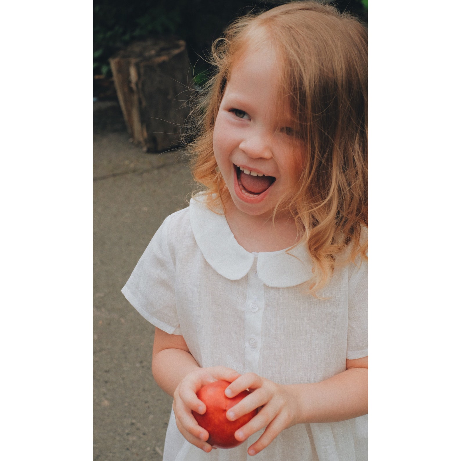 Girls White Linen Dress// Classic Dress With Peter Pan Etsy