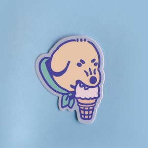 Dog Biting Icecream Vinyl Sticker