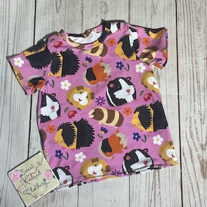 Pink Guinea pig T-shirt, guniea pig clothing, children’s Guinea pig T-shirt