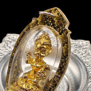 Cased Golden Nangkwak Statue Charm Lotto Casino Fortune Money Luck Goddess Talisman Pendant Thai Amulet #aa4489
