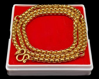 24" Stainless Steel 22K Gold Plated Chain 5 Hook Necklace For Hanging Thai Buddha Amulet #aa4694
