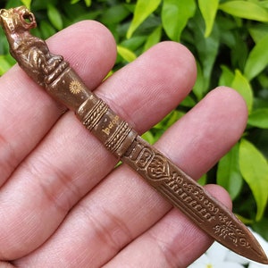 Meed Mor LP Phat Pun Ya Ka Mo Magic Knife Talisman Singha Thai Amulet#aa2853c