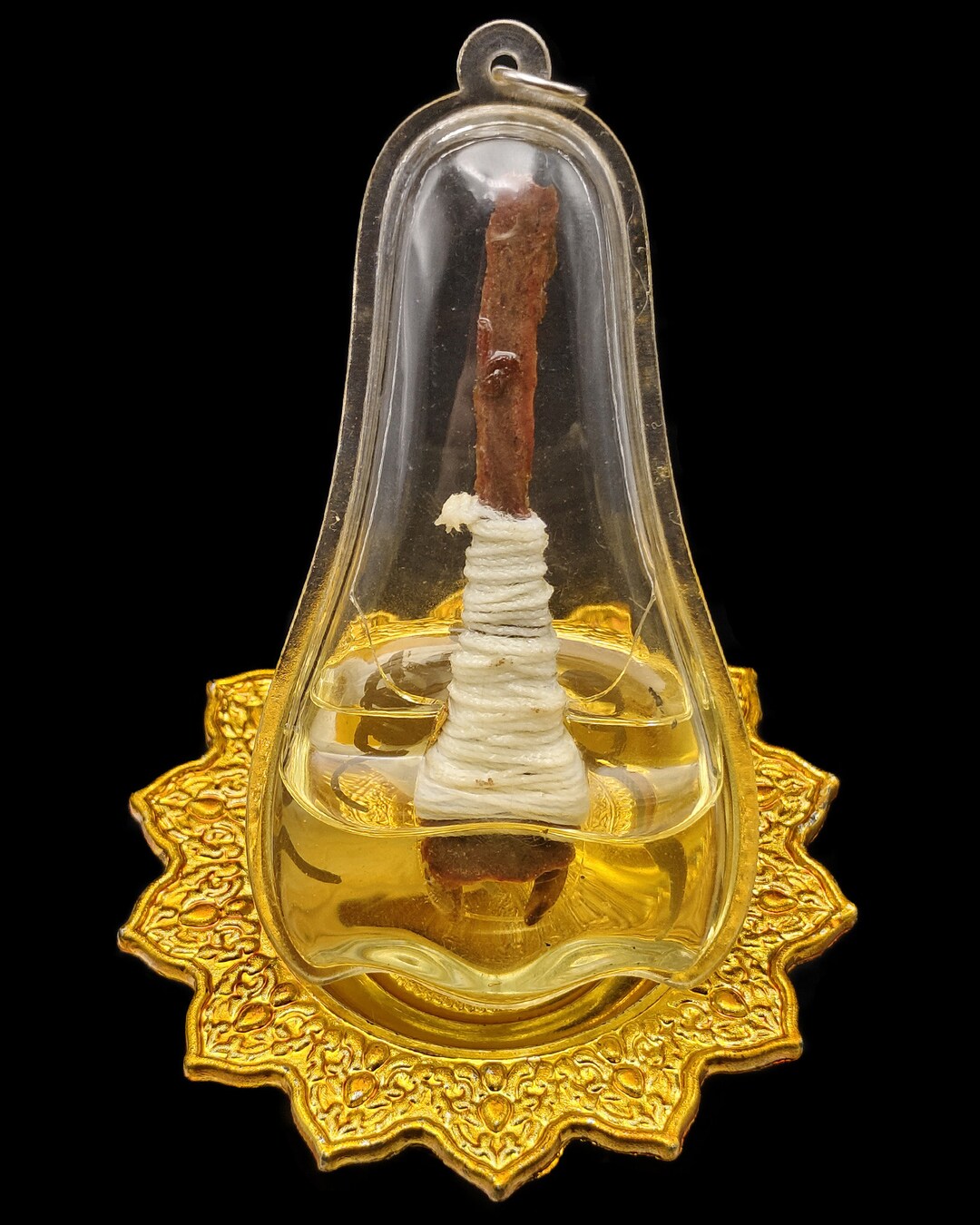 Cased Oil Python Snake Fang Skin LP Goy Talisman Thai Buddha Amulet ...