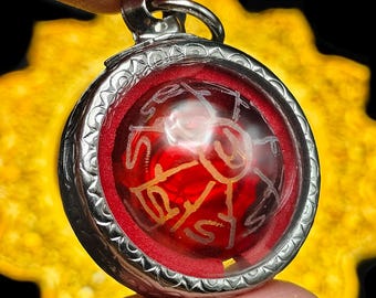 Look Om Red Crystal Ball Manee Nopparat Look Kaew LP Doo Wat Sakae BE2532 Charm Protect Talisman Pendant Thai Buddha Amulet #aa4582