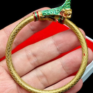 Powerful Dragon Naga Serpent Cuff Bangle Bracelet Charm Protect Talisman Thai Buddha Amulet #aa4628
