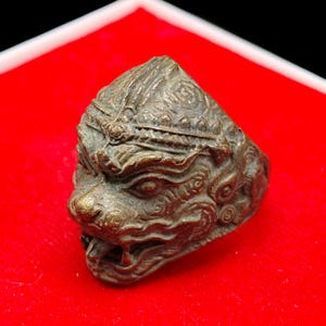 Bronze Hanuman Monkey LP Fu Wat Bang Samak Charm Talisman Thai Buddha Amulet Ring Size 10 US #aa4538