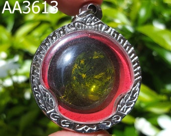 Mystic Energy Green Button Naga Eye Crystal Gems Healing Stone Charm Talisman Luck Fortune Wealth Thai Buddha Amulet #aa3613