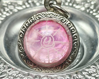 Look Om Pink Crystal Ball Manee Nopparat Look Kaew LP Doo Wat Sakae BE2532 Charm Protect Talisman Pendant Thai Amulet #aa3908