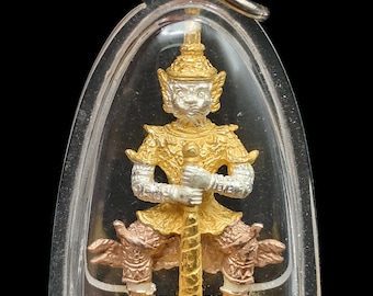 Thao Wessuwan LP Hong Giant God Scred Fetush Charm Weath Luck Statue Pendant Thai Buddha Amulet #aa3996