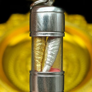 Mysterious Sacred Fang Gold Silver Leklai Takrut Magic Fetish Talisman Pendant Thai Amulet #aa3863